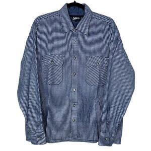 Vintage Casual Button Down Shirt, Plaid Button Front Mens Sz Large Blue White